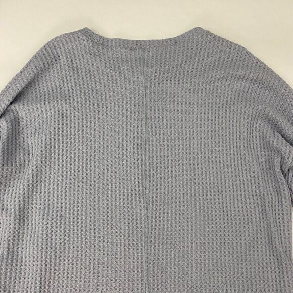 American Eagle Gray/Blue Waffle Knit Split Hem Blouse Dolman Sleeve L/S Sz XS - Picture 12 of 13